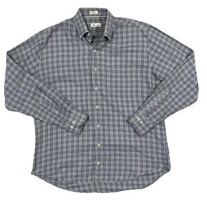 Peter‎ Millar Shirt Mens Large Briar Hill Tartan Plaid Sport Blue Cashmere